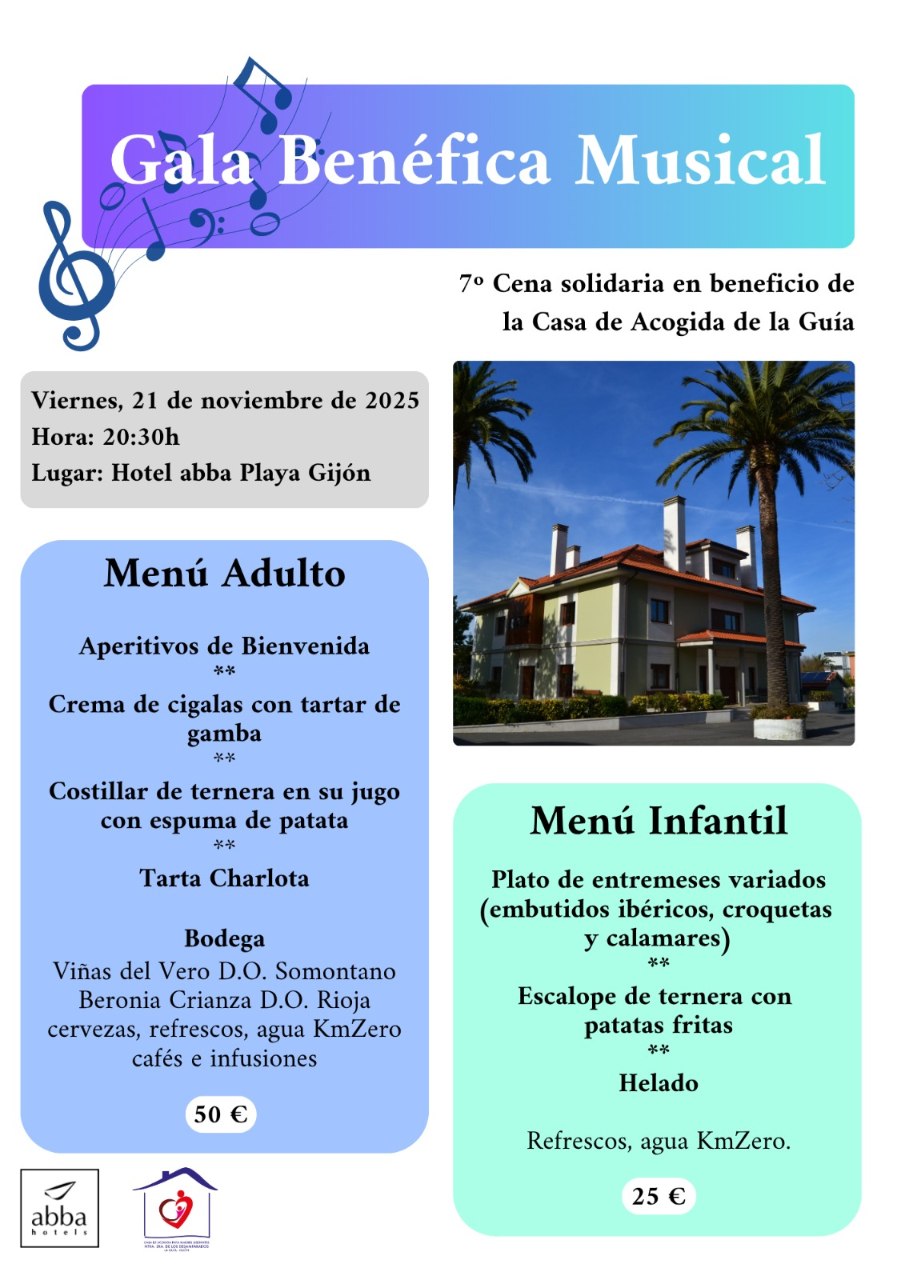 Cartel de la VII Cena Solidaria de 2025: menú de adulto y menú infantil.
